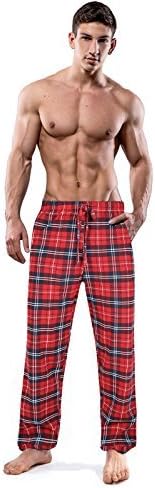 Mens 100% Cotton Jersey Pyjamas Long Full Length Trousers Pjs Nightwear Sleepwear (X-Large, Style-1)