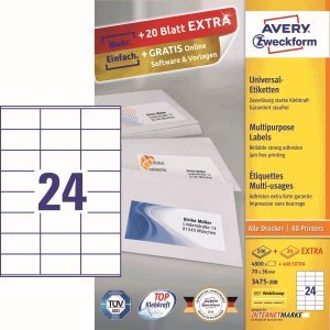 Preisvergleich Produktbild Avery Zweckform Etiketten 70x36mm VE=5280 Stück