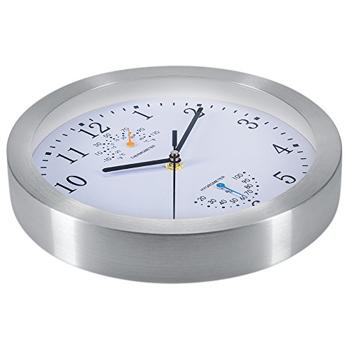 Tosnail Wanduhr mit Thermometer und Hygrometer ,weiß - 2