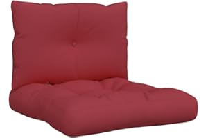 vidaXL Coussins de Palette Lot de 2, Coussin de Siège de Salon, Coussin de Meuble de Jardin Terrasse, Coussin d’Assise Extérieur, Rouge Bordeaux Tissu