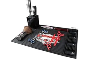 LIFEDYLUK Barber Station Mat 45 x 30 cm, Magnetic Hairdressing Station Mat, Non-Slip Barber Organiser Mat, Silicone Hairdressing Table Mat Pad for Professional Salon Hair Tools