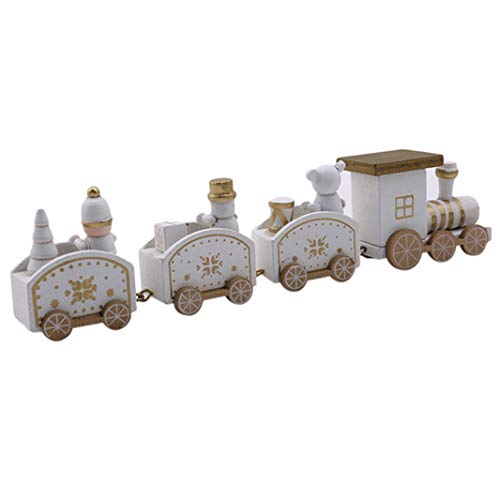 Sperrins 1 Pcs Christmas Decoration For Home Little Train Wooden Train Decor Christmas Ornaments New Year Supplies White