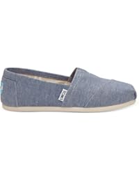 Toms Classic Azul Gata Cambray Alpargatas Lona Mujeres Zapatos