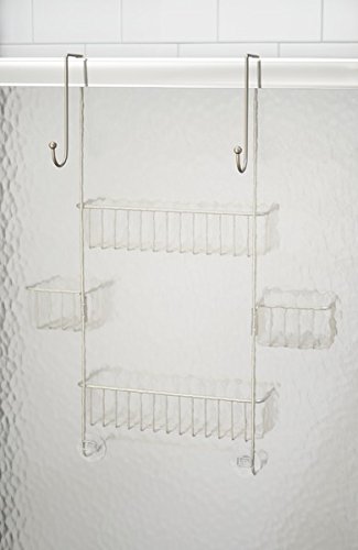 mDesign Duschablage zum Hängen über die Duschtür – praktisches Duschregal – ohne Bohren zu montieren – Duschkörbe zum Hängen aus Edelstahl – für sämtliches Duschzubehör - 4