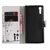 Handyhülle Sony Xperia XZ Leder, Bookstyle Handytasche Flip Case für Sony Xperia XZ Smartphone, Moon mood® Ledertasche Brieftasche für Sony Xperia XZ PU Leder Hülle Wallet Case Folio Schutzhülle Schutz Schale Cover BookStyle Standfunktion Karteneinschub und Magnetverschluß Etui Flip Case Handyhüllen für Sony XZ Bumper - 