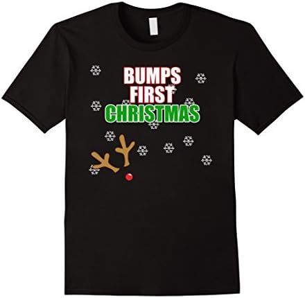 Men's Cute Bumps First Christmas Shirt funny xmas maternity shirt XL Black