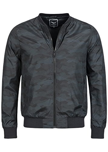 Brave Soul Herren Blouson, Bomber Jacke mit Stehkragen, Rib Bund, dark grey digital camo, Size S
