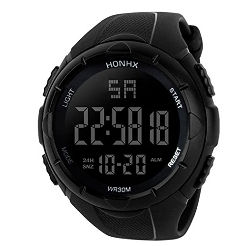 wuayi Army Sport LED Waterproof Smart Wrist Watch Luxury Gift Men Analog Digital Military (A, Black)