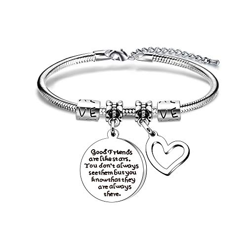 YONGHUI Bracelet à breloques réglable pour femme et fille Inscription Good Friends Are Like Stars You Don't Always See Them but You know that they are always there