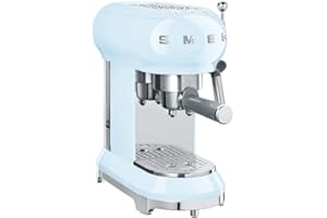 Smeg, Macchina da Caffè Espresso Manuale ECF01PBEU, Cappuccino System, Thermoblock, Alloggiamento Tazze Grandi e Funzione Caffè Doppio, Serbatoio Acqua da 1 L, Dimensioni Compatte, 1350W, Azzurro