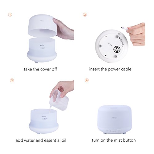 Aroma Diffuser Aiho 150ml Luftbefeuchter Ultraschall Eingebauten Batterienbetrieben Ätherische Luftbefeuchter Öl Ultraschall Vernebler Duftlampe Elektrisch Air Humidifier mit 7 LED Farbwechsel Licht Wasserlos Auto off Sicher Leise - 5