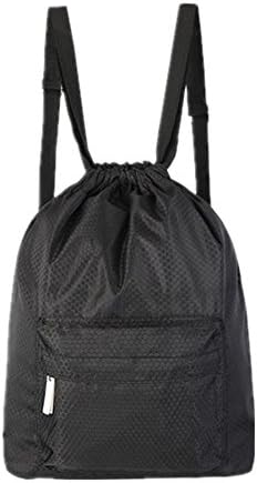 CN store CN Swimming Bag Gym Sack, Dry Wet Separated Portable Drawstring Backpack Waterproof Gear Bag for Swimming, Surfing, Beach, Pool, Hot Spring, Travelling, Hiking and Camping (Black)