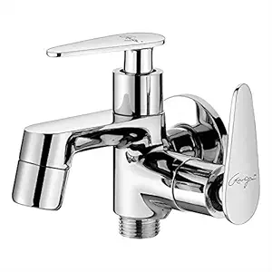 GANGA Rush Two in One Bib Cock with Foam Flow & Wall Flange (Brass Chrome Finish)