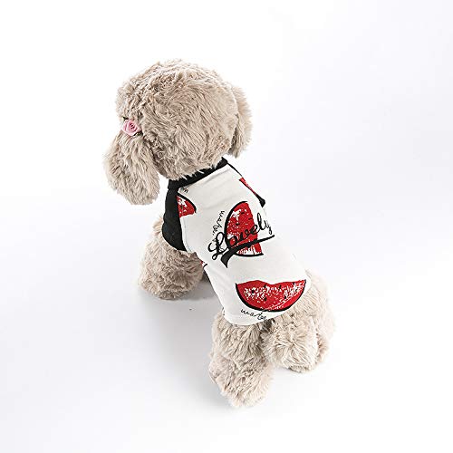 Preisvergleich Produktbild MMING Home Baumwollhund kleidet Haustierkleidung Baumwollhaustierkleidung Wassermelonet-Shirt (Color : White, Size : L)