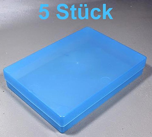 VarioColors Aufbewahrungsboxen blau transparent aus Kunststoff A4 312x225x57mm 5 Stück und Regal - 2