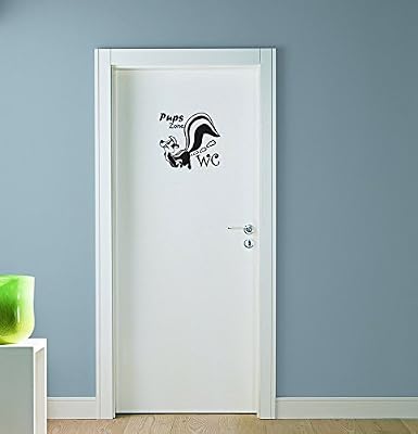 Dinger-Design Mouffette pups zone sticker mural décoratif pour salle de bain wC toilettes avec inscription en allemand 20 x 19 cm (noir)