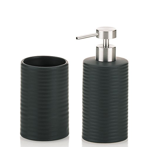 Preisvergleich Produktbild Kela 390162 Badset Groove 3-teilig aus Keramik, schwarz