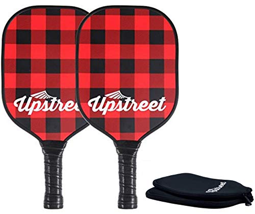 Upstreet Graphit Pickleball Paddle von PP Honeycomb Composite Core - Neopren-Schlägerhülle (kariert)
