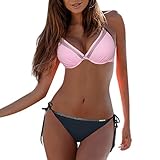 friendGG Damen Bandeau Bandage Bikini Set Push-Up Brasilianische Badebekleidung Beachwear-Badeanzug