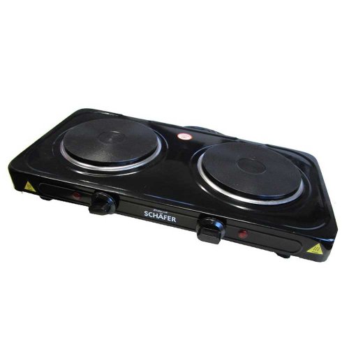 Preisvergleich Produktbild Schäfer Hochwertige Doppel Kochplatte schwarz Elektro Herdplatte Kochfeld 2000 Watt