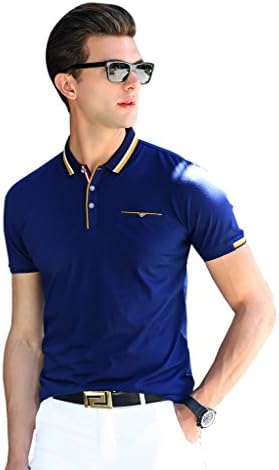 Eyarke Men's Polo T-shirt Solid Color Short Sleeve Casual Polo Tee