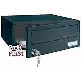 profirst Mail PM 192 Buzón, color negro, de chapa de acero galvanizado, polvo, con Tapa de protección y nombre, cerradura de cilindro con 2 llaves, incluye material de montaje