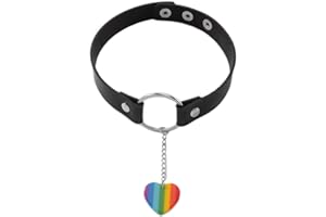 QKEPCY Damen Gothic Choker,Punk Leder Halskette,Schwarz Leder Kette Halsband Choker,Rock Lederband Choker Kragen Herz Anhänger Retro Choker Verstellbarer Halloween Kostüme Cosplayer