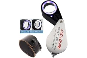 TEKCOPLUS Lente d'Ingrandimento 20X per Gioiellieri con Luce a LED, Lente d'Ingrandimento Tascabile per Gioielli con Luce UV per Occhi, Rocce, Francobolli, Monete, Orologi, Hobby, Antichità, Gemme