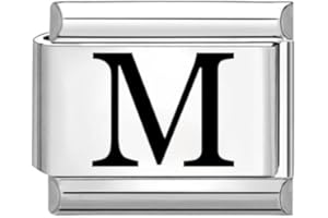 Quiges - 9mm Laser geätzt Italian Style Modul Edelstahl Alphabet Buchstabe M für Italienische Armbänder
