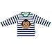 Toby Tiger Unisex Baby Organic Monkey Applique Long Sleeve T-Shirt Blue/ White 5 - 6 Years