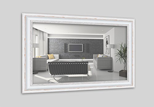 WandStyle H550-001 Wandspiegel Spiegel Barock Modern Antik Massivholz Weiß (60 x 80 cm)