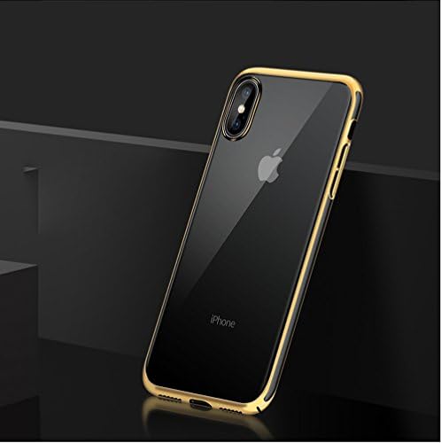 Soft TPU iPhone X Case, Thin Fit Transparent Crystal Clear Flexible Premium TPU Cover [Support Wireless Charging] for Apple 5.8" iPhone X (Gold)