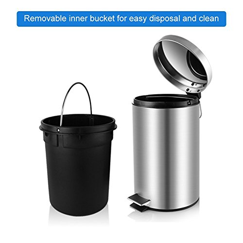 Fortune Candy (TM) rund Schritt Mini Badezimmer Trash kann Edelstahl mit Deckel Schließen passgenau, 0,8 l/3L - 2