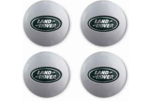 NIRBO Lot de 4 Capuchons de moyeu Central de Roue de Voiture chromés 62 mm pour Land Rover SV Freelander Discovery Defender Range Rover Evoque Sport, Garniture d'insigne d'autocollant de Pneu,E