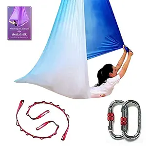 DASKING Deluxe 5m/Set Yoga Swing Aerial Yoga Hammock kit with Daisy Chains Carabiners, Fabric & Guide