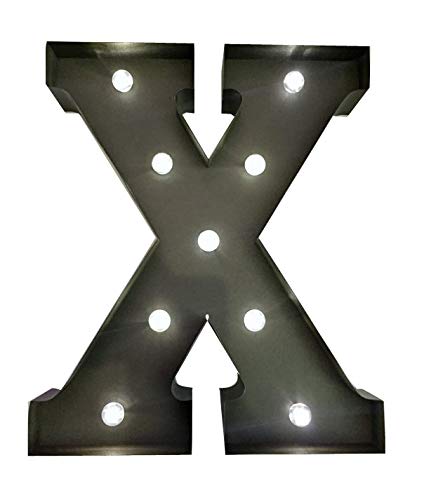 HLS LED Letter X in Rusty Brown Effect - 33cm (13") Metal LED Marquee Light Up Sign with Daily 6hr timer and Constant ON modes!