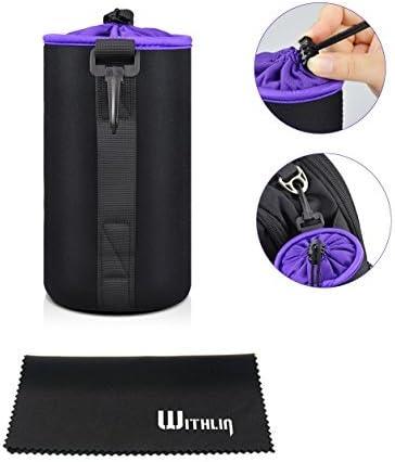 WITHLIN Large Thick Camera Lens Case Soft Plush and Neoprene Pouch for Camera SLR DSLR Lens (Canon Nikon Fuji Panasonic Sony Olympus Pentax, etc.)(L)