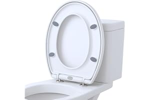 Harbour Housewares Soft Close Toilet Seat for Oval Toilets - White - Anti-Bacterial Oval Shape Bathroom Bowl Loo Cover Durable Adjustable Hinges Quick Release Toilet Seat Soft Close with Fixings