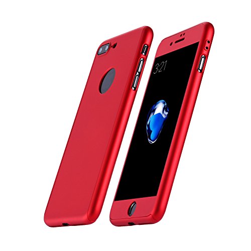 Dreamer-Z Funda de m  vil Iphone7 360 grados paquete s  lido con un agujero para Iphone 7 Plus Rojo