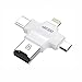 Price comparison product image Micro SD Card Reader, WECODO 4 in 1 TF Card Reader with Lightning/USB/Micro USB/Type-C Connector for iPhone/iPad/Android/PC/Mac