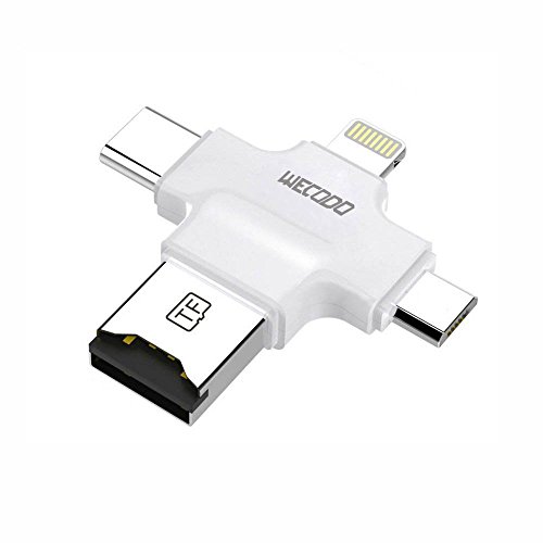 Micro-SD-Kartenleser, wecodo 4 in 1 TF Kartenleser mit Lightning/USB/Micro USB/Der U89 Connector für iPhone/iPad/Android/PC/MAC