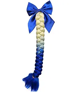 3T-SISTER Helmet Pigtails Gradient Ramp Helmet Braids Ponytail Helmet Hair with Suction Cup with Bowknot or Rose for Motor Bike 1PCS 24inch Many Colors to Choose