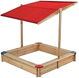 Beluga Jouets 50354 - Bac à Sable avec Toit et Coins Multicolores, Naturel/Rouge