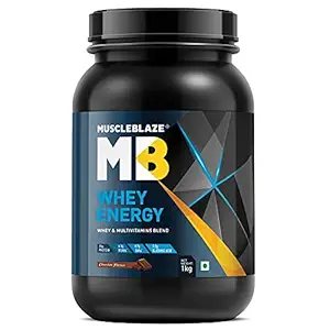 MuscleBlaze Whey Energy with Whey & Multivitamins Blend (Chocolate, 1 kg / 2.2 lb, 30 Servings)