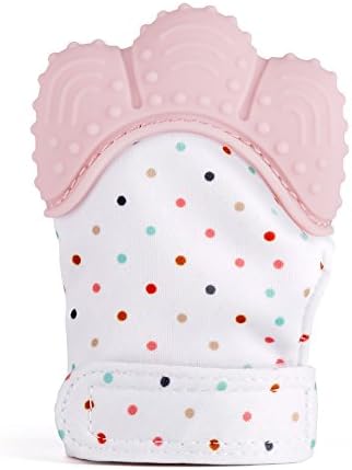 Baby Teething Mittens/ Soother Gloves/ Teethers/ Gingiva Massage/ Self-Soothing Pain Relief/ Teether Toy Please Baby/ BPA Free & Food Grade Teething Glove Unisex for 3-12 months Baby from Pingenaneer (Pink)
