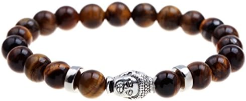 Mysticism Buddha Tigers Eye Bracelet For Men Or Women Meditation. Reiki Energy Healing Therapy. Yoga Bracelet. Root Healing Stones