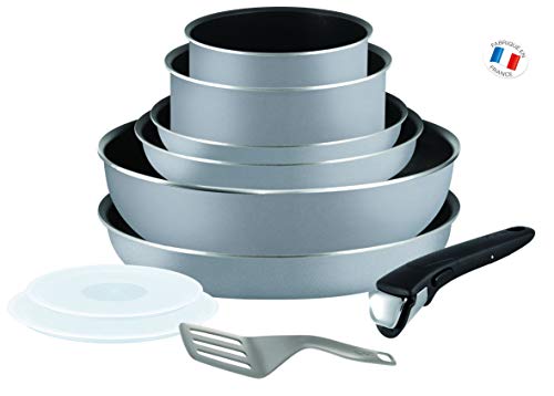 Tefal L2149602 Set de poêles et casseroles - Ingenio 5 Essential Gris Set 10 Pièces - Tous feux sauf induction