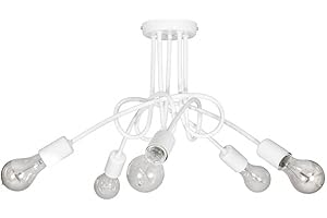 LIGHT HOME LH Light-Home Edison 5 Lampadario da Soffitto Industriale - Lampadari Moderni Per Soggiorno Camera da Letto e Cucina in Metallo - a 5 Luci - E27 - Bianco