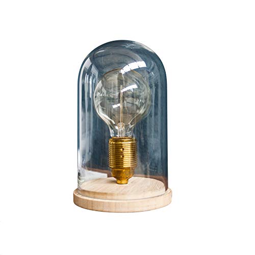 Vintage Tischlampe EDISON im Retro Stil Edison Lampe E27 Holz Glas