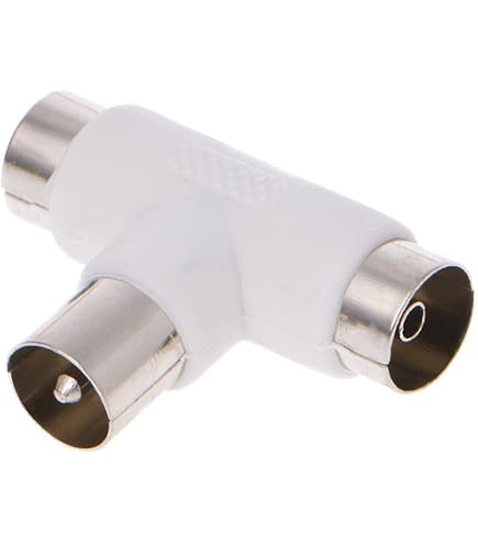 Adaptateur Antenne T BestPlug | 2 Femelle Vers 1 Mâle Coaxial | Métal Blindé | Pour TV HD, Radio